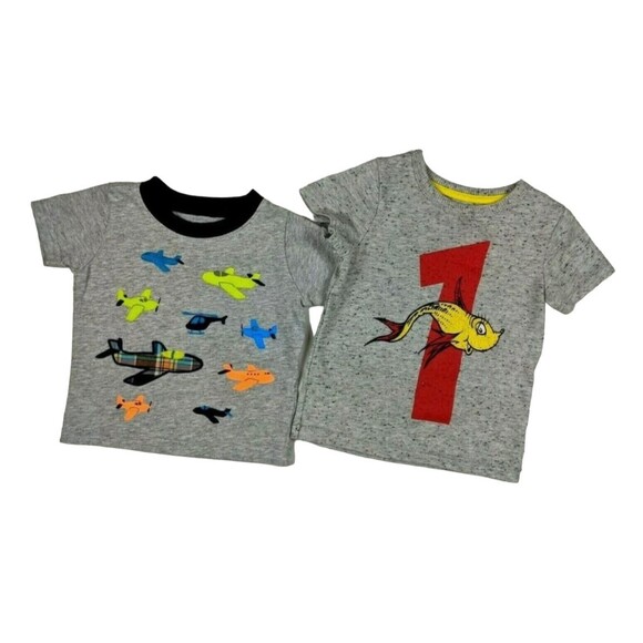 Bundle of 2  Baby Boys 12 months  Short Sleeve T-Shirts  Airplanes & Dr. Suess - Picture 2 of 5